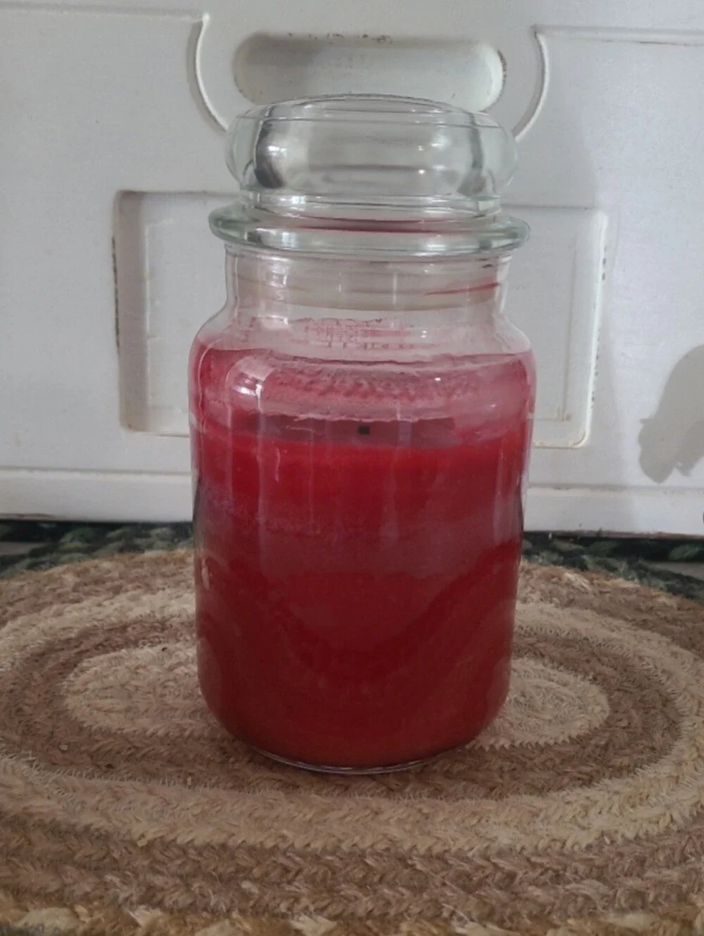 Yankee Candle Red Berry and Cedar preburned candle, about 75% remains of 22 oz